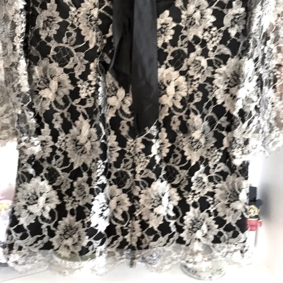 TIBI Metallic Floral Lace Open Back Mini Dress - Picture 12 of 15